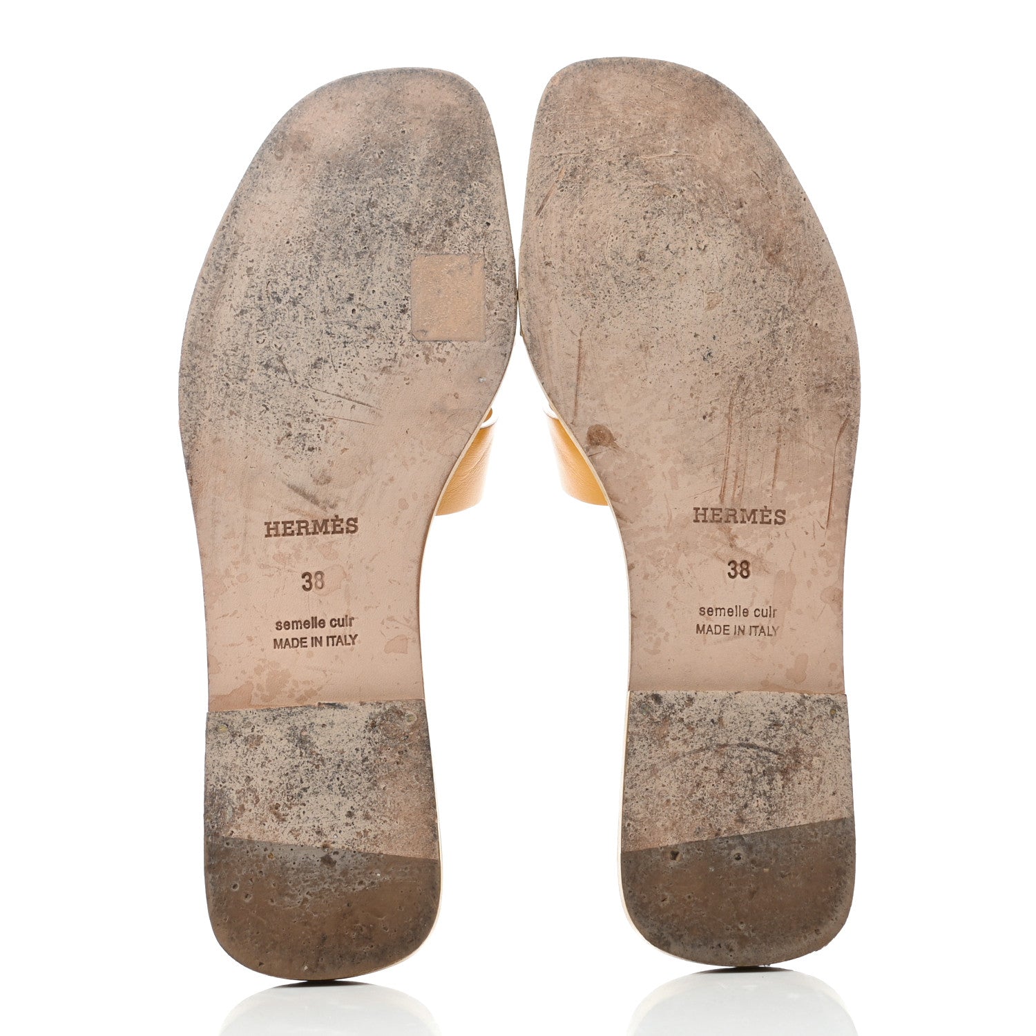 Hermes Box Calfskin Oran Sandals 38 Jaune Citron 5 of 8