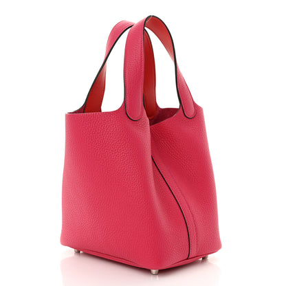 Hermes Taurillon Clemence Swift Eclat Picotin Lock 18 PM  Rose Mexico Rouge De Coeur 3 of 11
