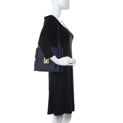 Salvatore Ferragamo Calfskin Marisol Top Handle Shoulder Bag Navy 2 of 10
