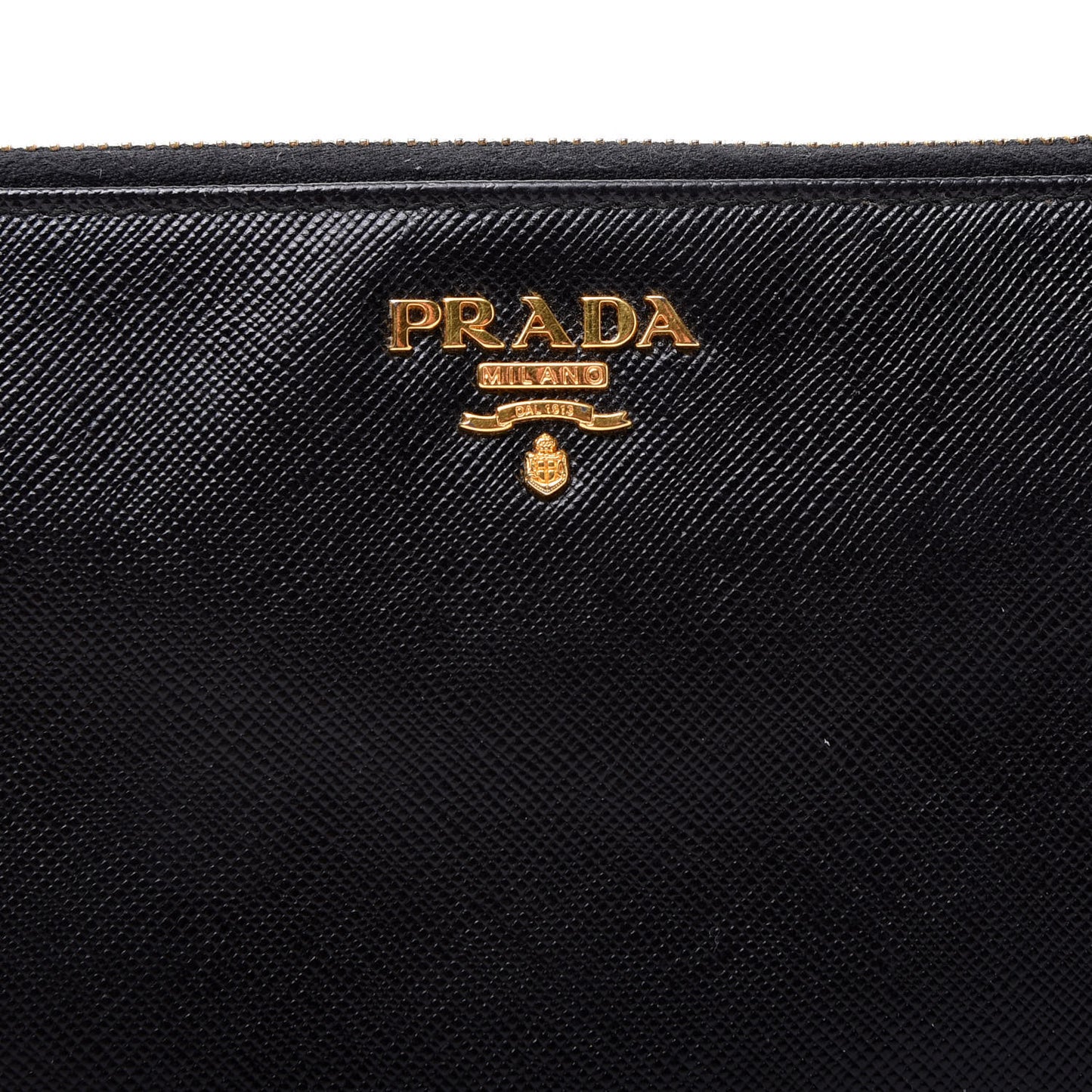 Saffiano Metal Zip Around Wallet Black