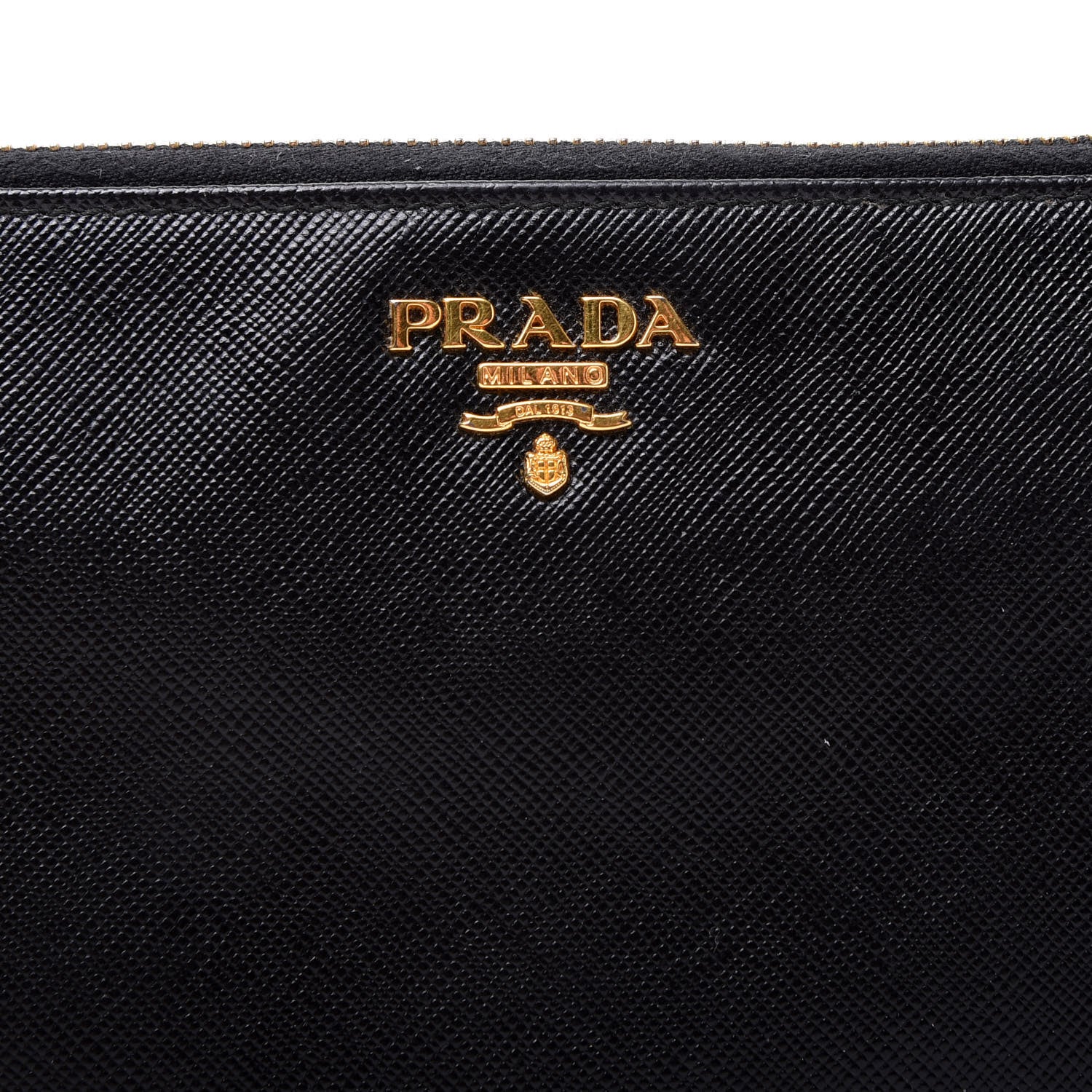 Prada Saffiano Metal Zip Around Wallet Black 7 of 9