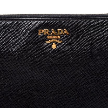 Prada Saffiano Metal Zip Around Wallet Black 7 of 9