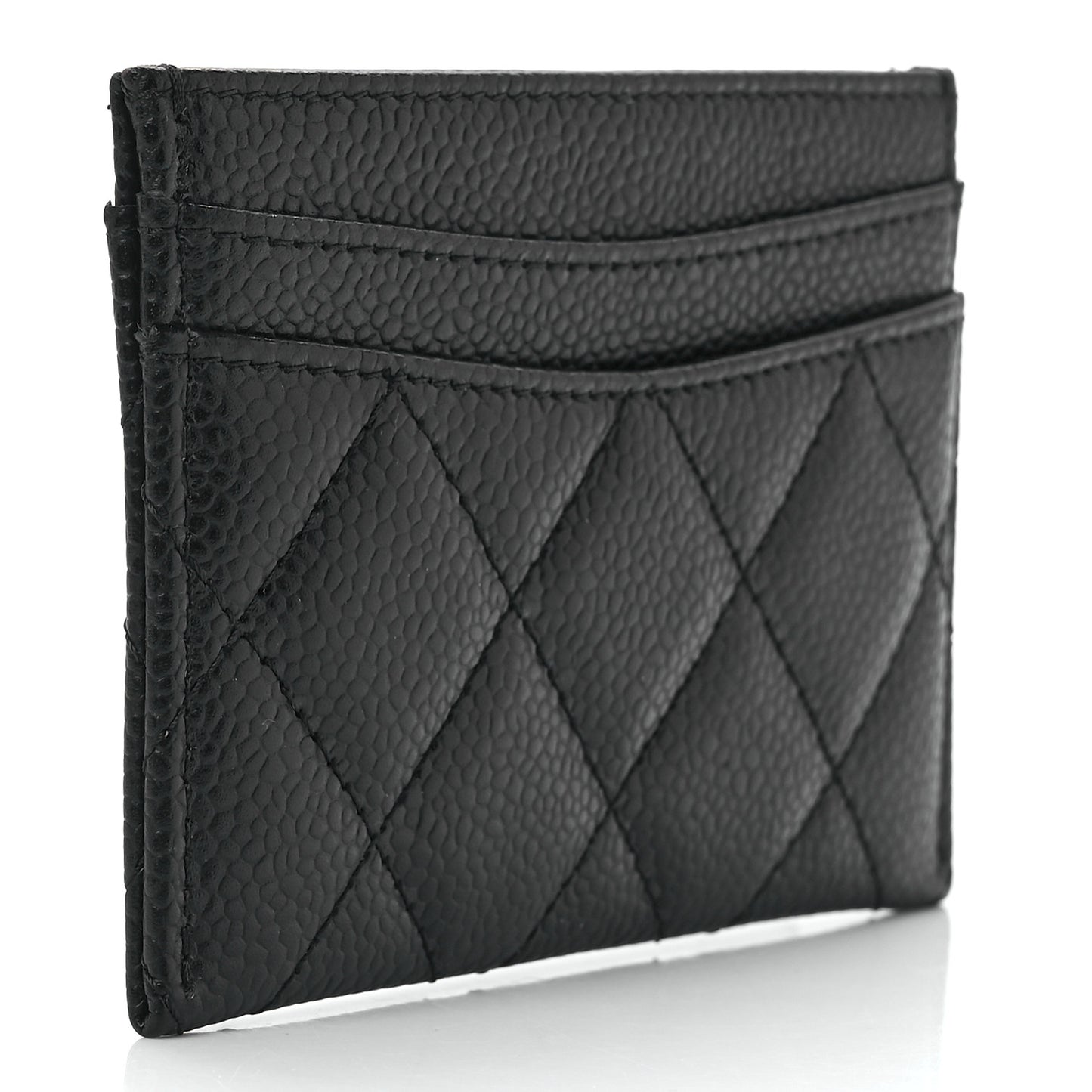 Caviar Quilted Card Holder Black