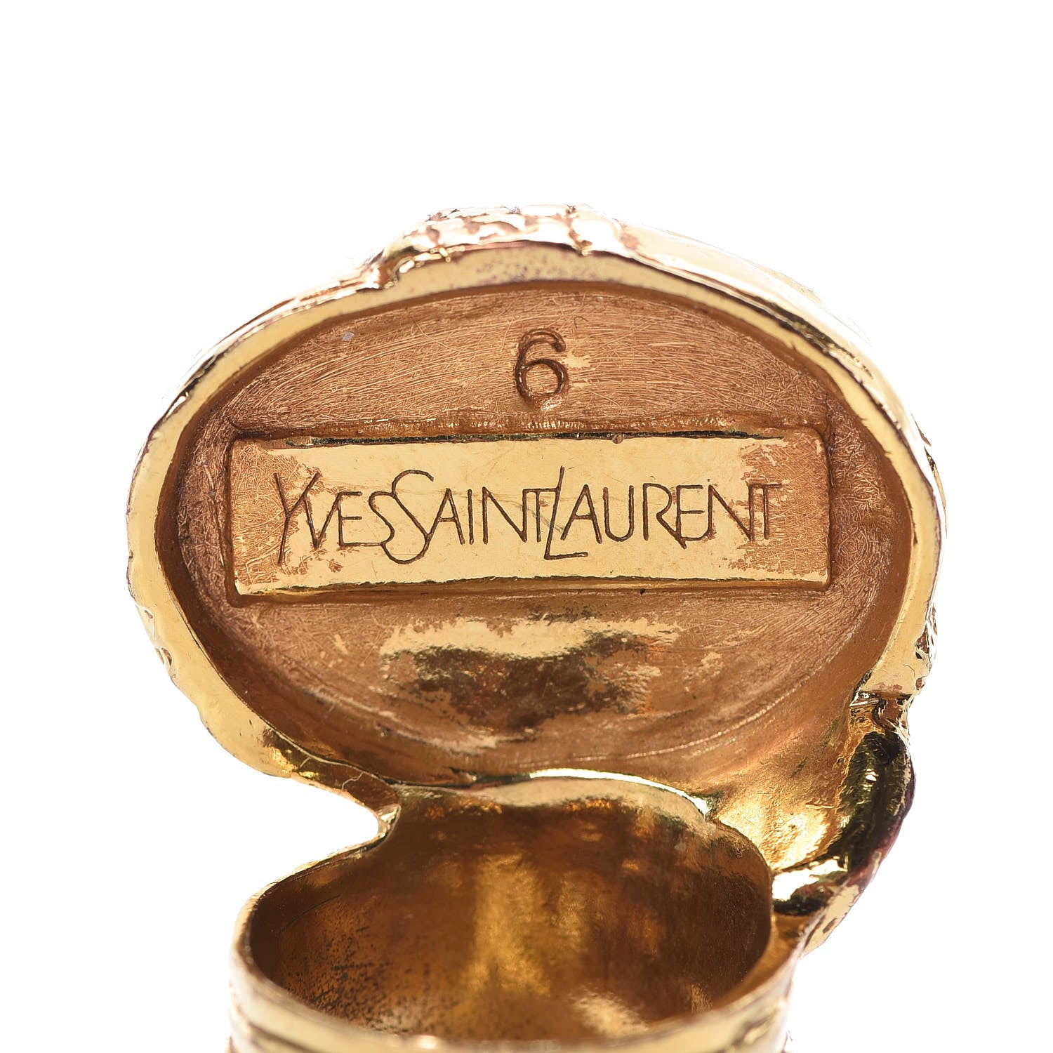 Saint Laurent Glass Cabochon Arty Ovale Ring 6 Gold Turquoise 5 of 6