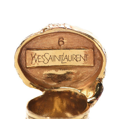 Saint Laurent Glass Cabochon Arty Ovale Ring 6 Gold Turquoise 5 of 6