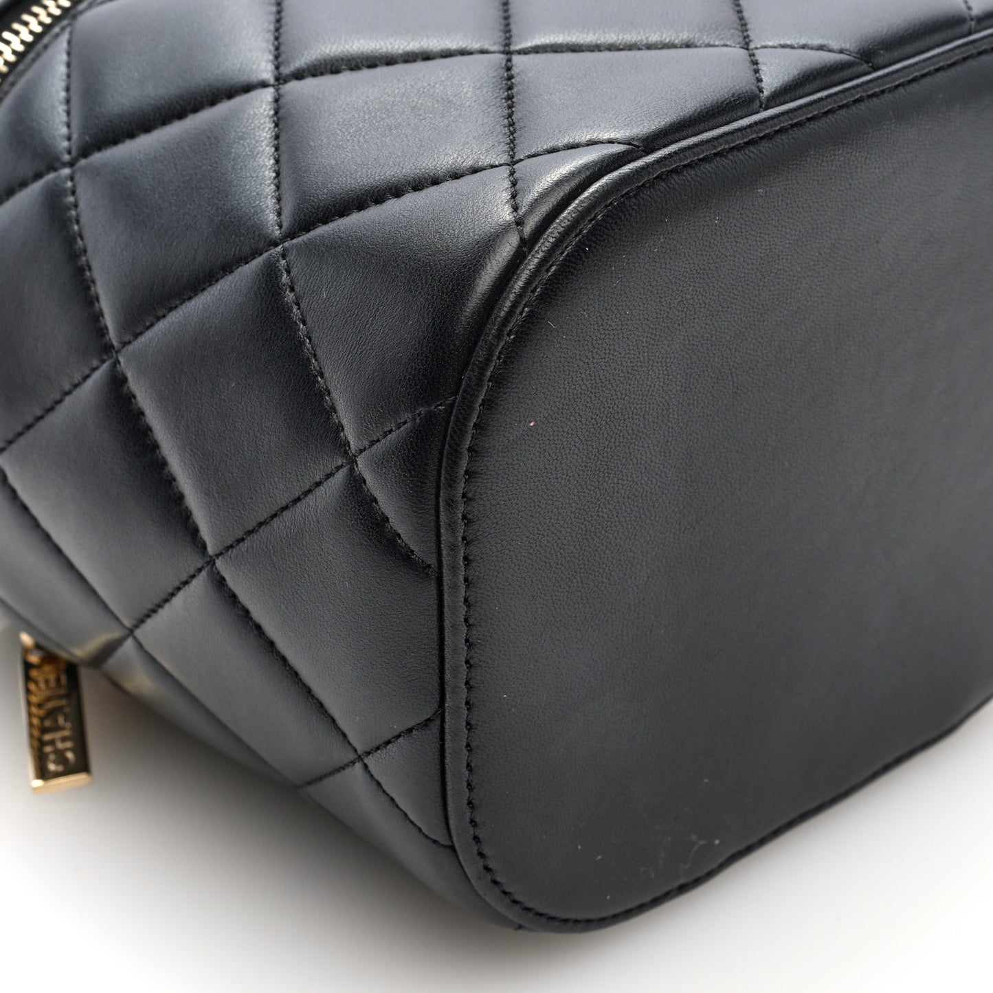 Lambskin Quilted Trendy Vanity Case Black