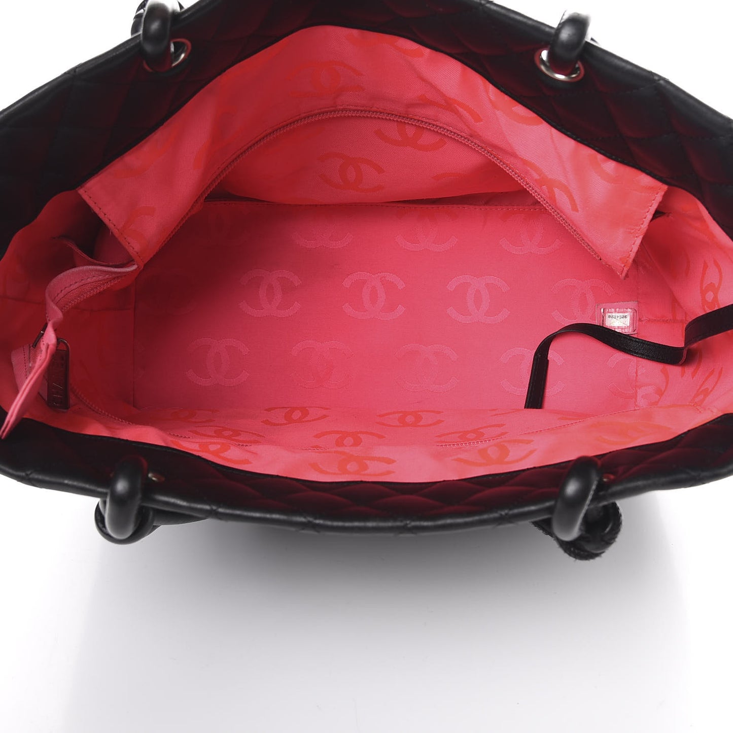 Calfskin Quilted Large Cambon Tote Black