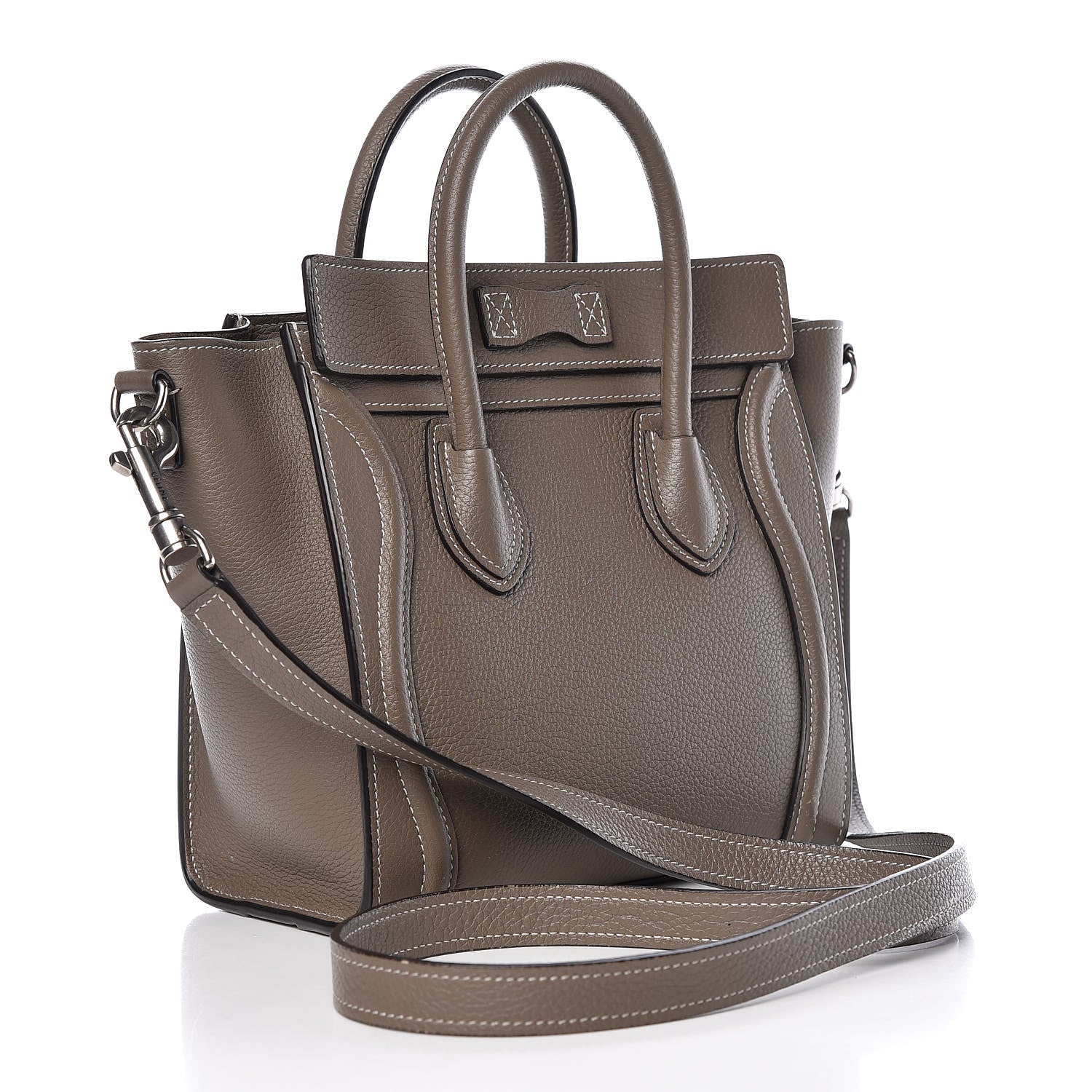 Celine Drummed Calfskin Nano Luggage Souris 3 of 10