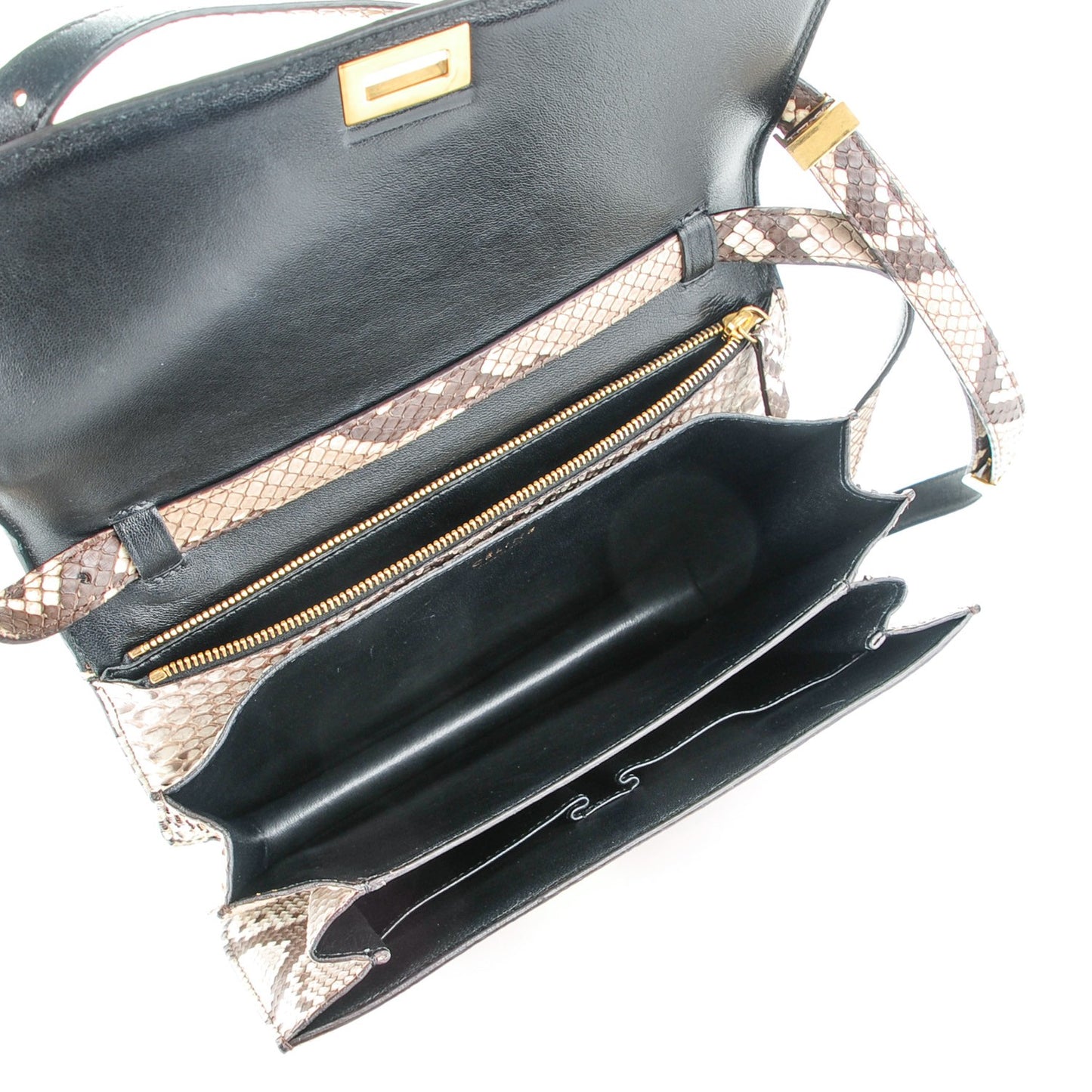 Python Medium Classic Box Flap Bag Natural