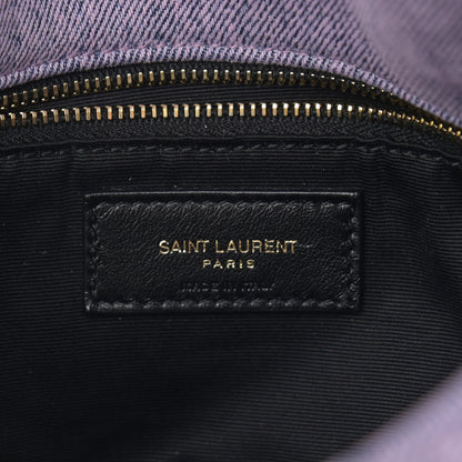 Saint Laurent Denim Quilted Medium Loulou Puffer Monogram Chain Satchel Bleached Lilac 6 of 10