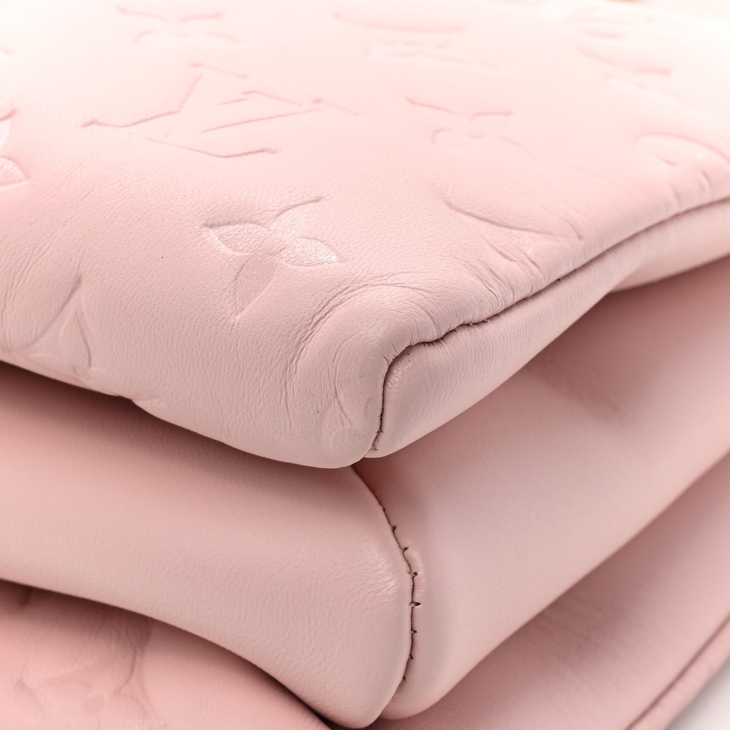 LOUIS VUITTON Lambskin Embossed Monogram Coussin PM Rose