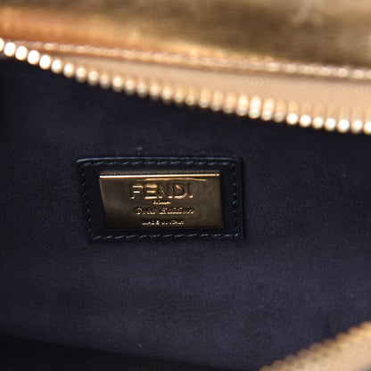 Fendi Lambskin Waves Small DotCom Click Chain Satchel Gold Black 6 of 15