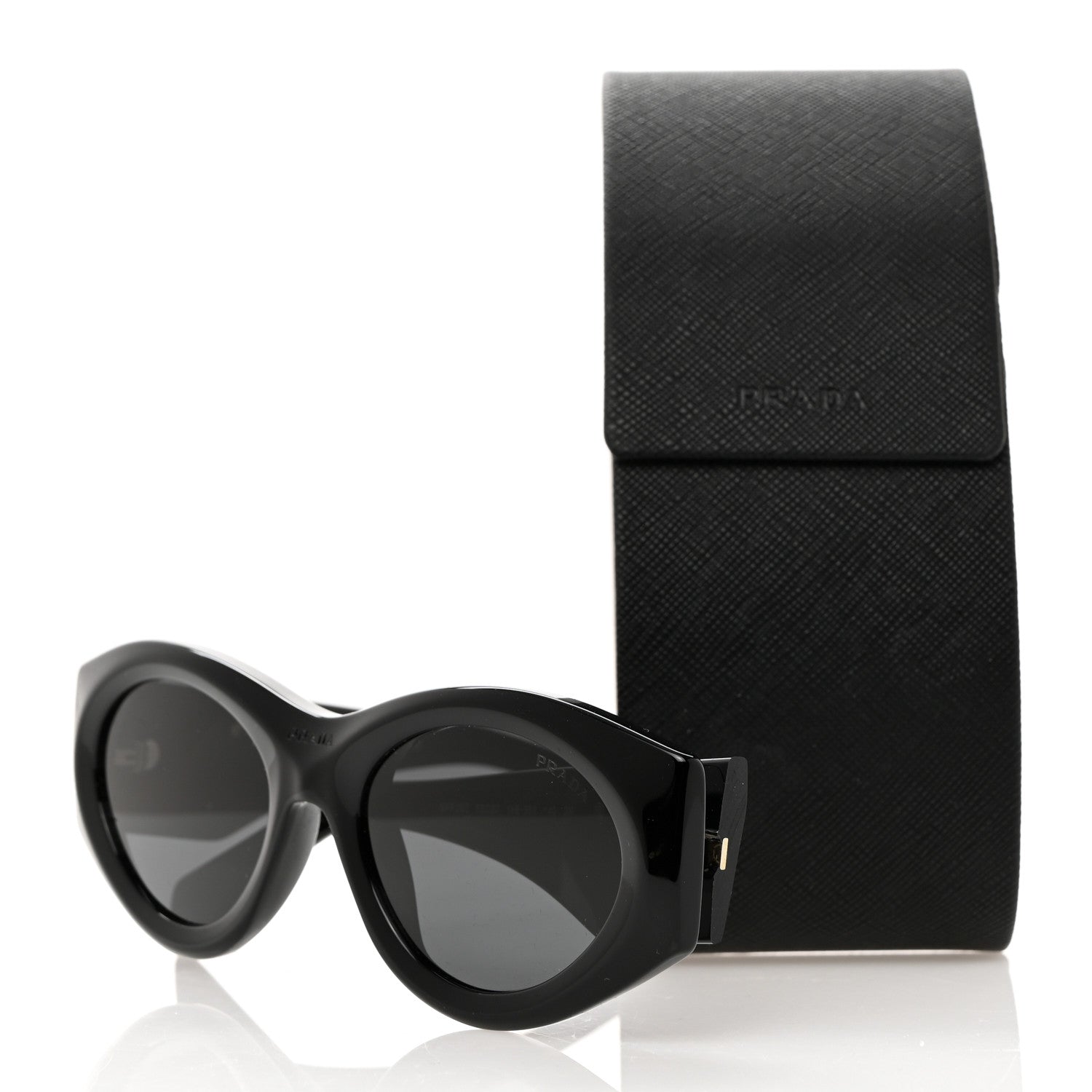 Prada Acetate Oval Symbole Sunglasses SPR 20Z Black 8 of 8