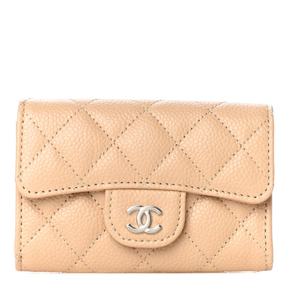 Chanel Caviar Quilted Flap Card Holder Wallet Beige 1 of 12