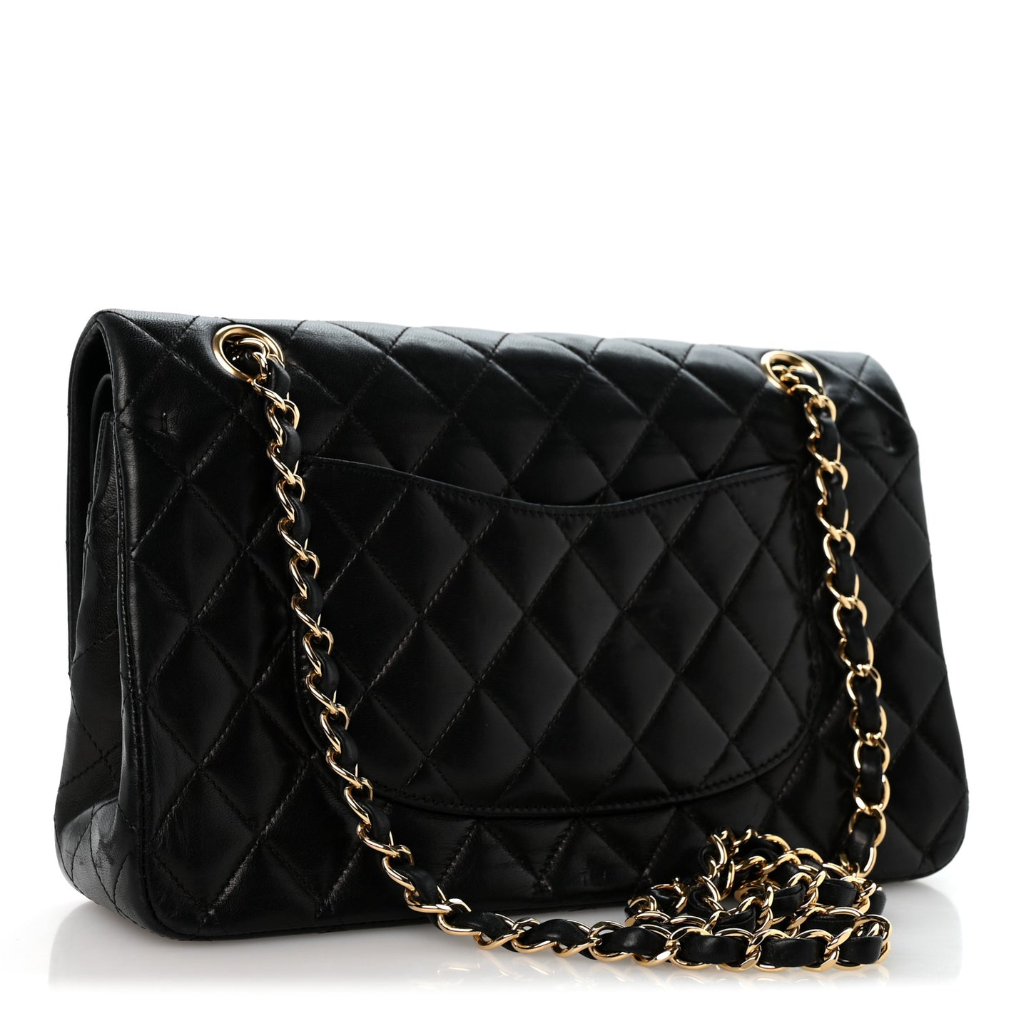 Lambskin Quilted Medium Double Flap Black