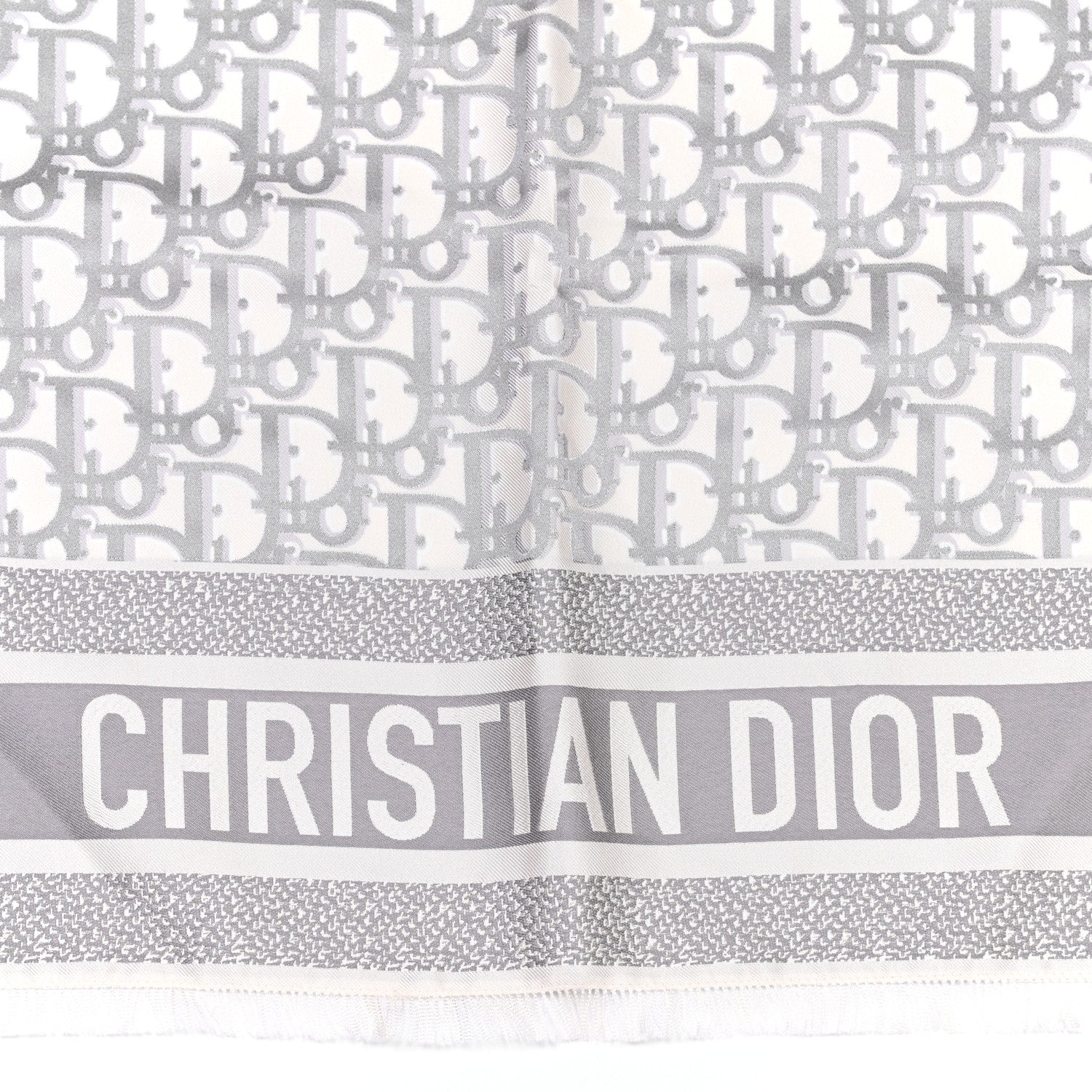 Christian Dior Silk Oblique Scarf Grey 4 of 10