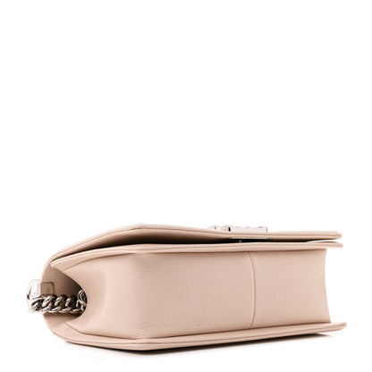 Chanel Caviar Chevron Quilted Medium Boy Flap Light Beige 4 of 11