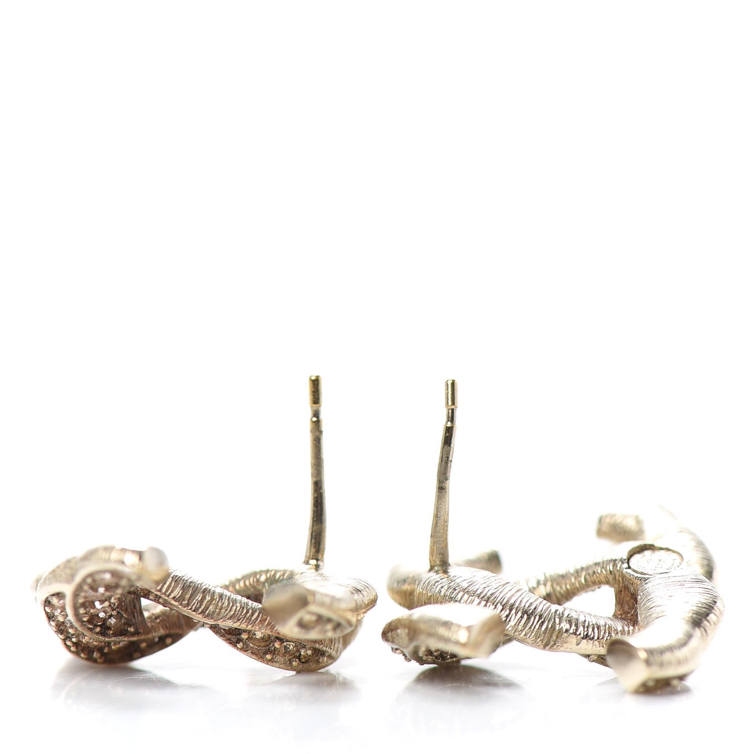 Chanel Crystal Twisted CC Earrings Light Gold Pale Pink 3 of 4