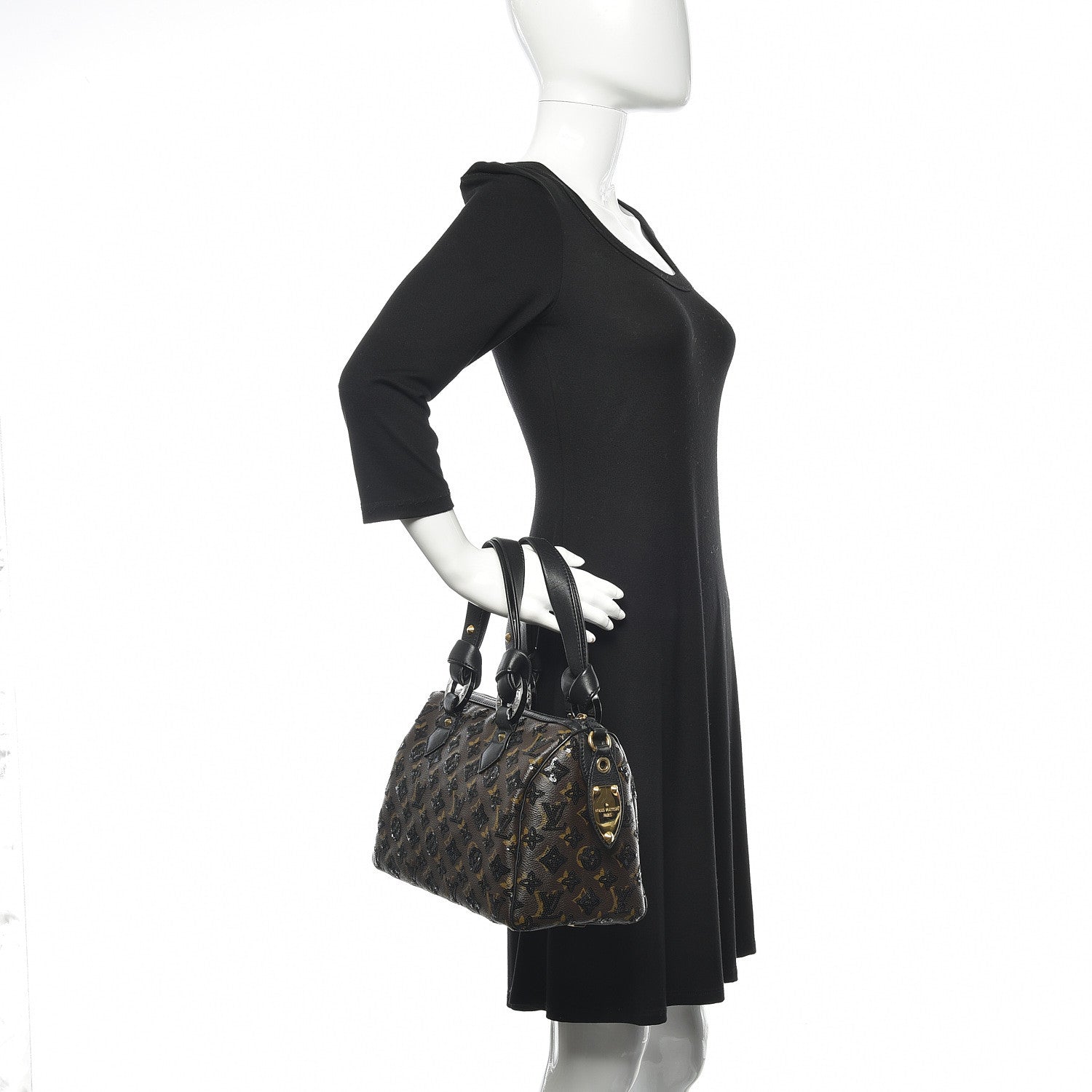 Louis Vuitton Monogram Sequins Eclipse Speedy 28 Black 2 of 13
