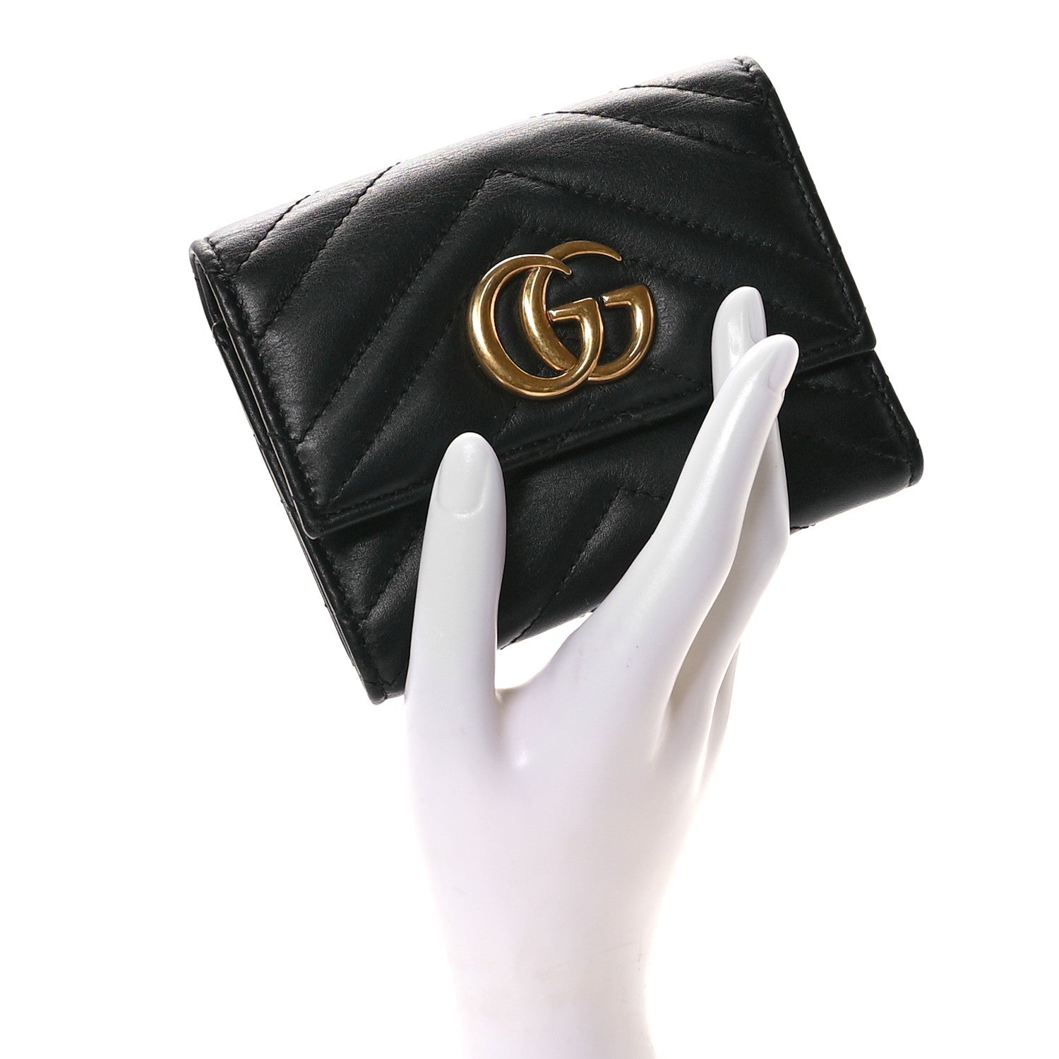 Gucci Calfskin Matelasse GG Marmont Wallet Black 2 of 7