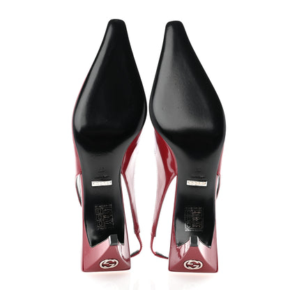 Gucci Nappa Mallory Pointed Toe Slingback Sandal 37 New Cherry 5 of 9