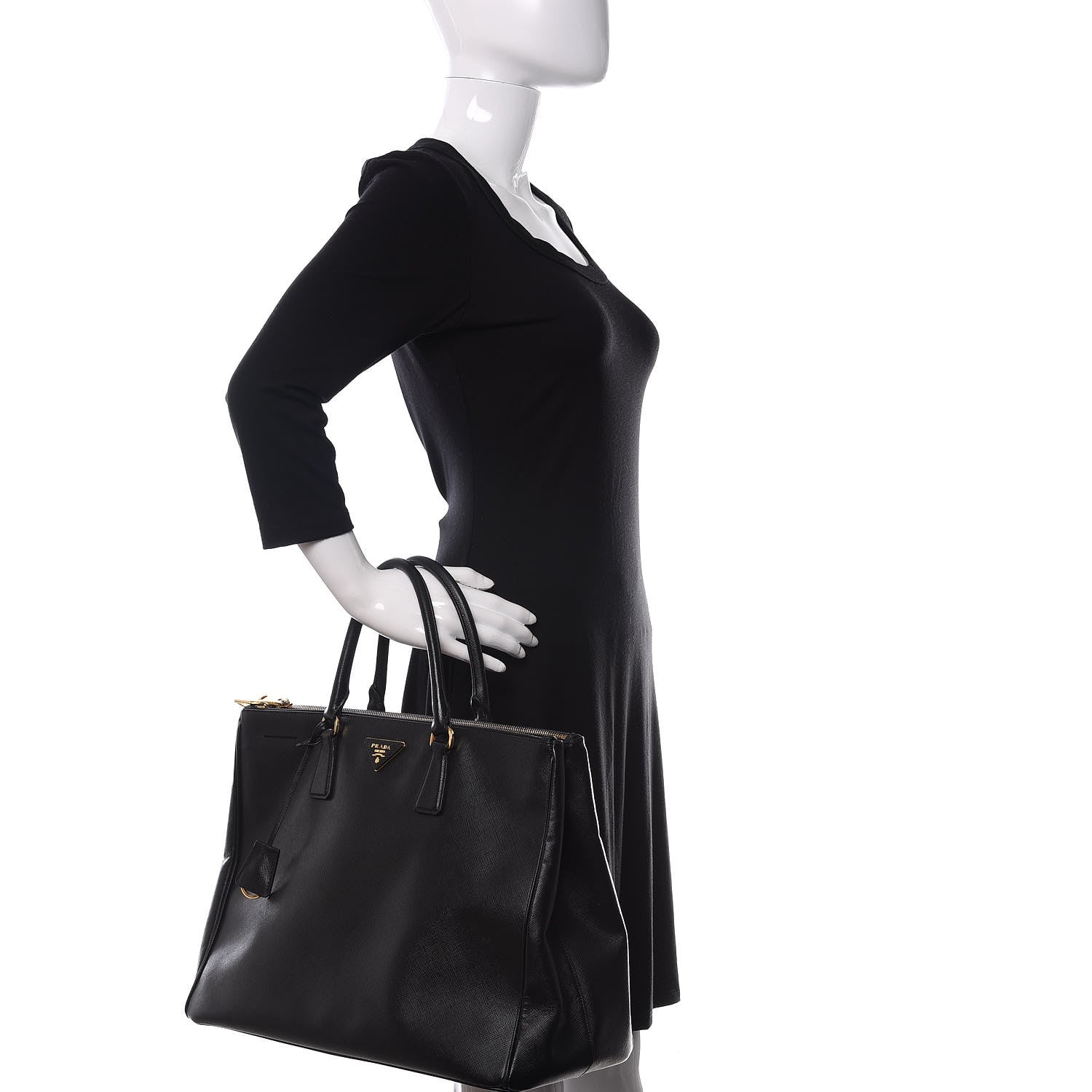 Prada Saffiano Lux Extra Large Galleria Double Zip Tote Black 2 of 9