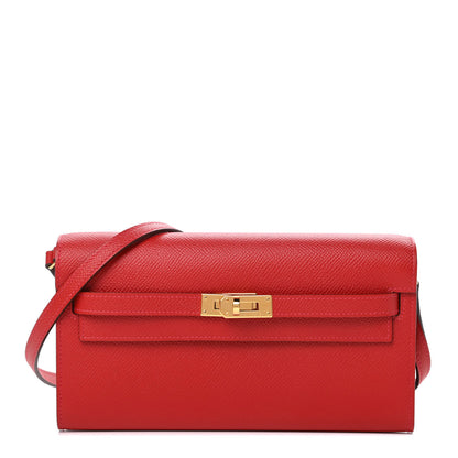 Hermes Epsom Kelly Wallet To Go Rouge Casaque 1 of 11