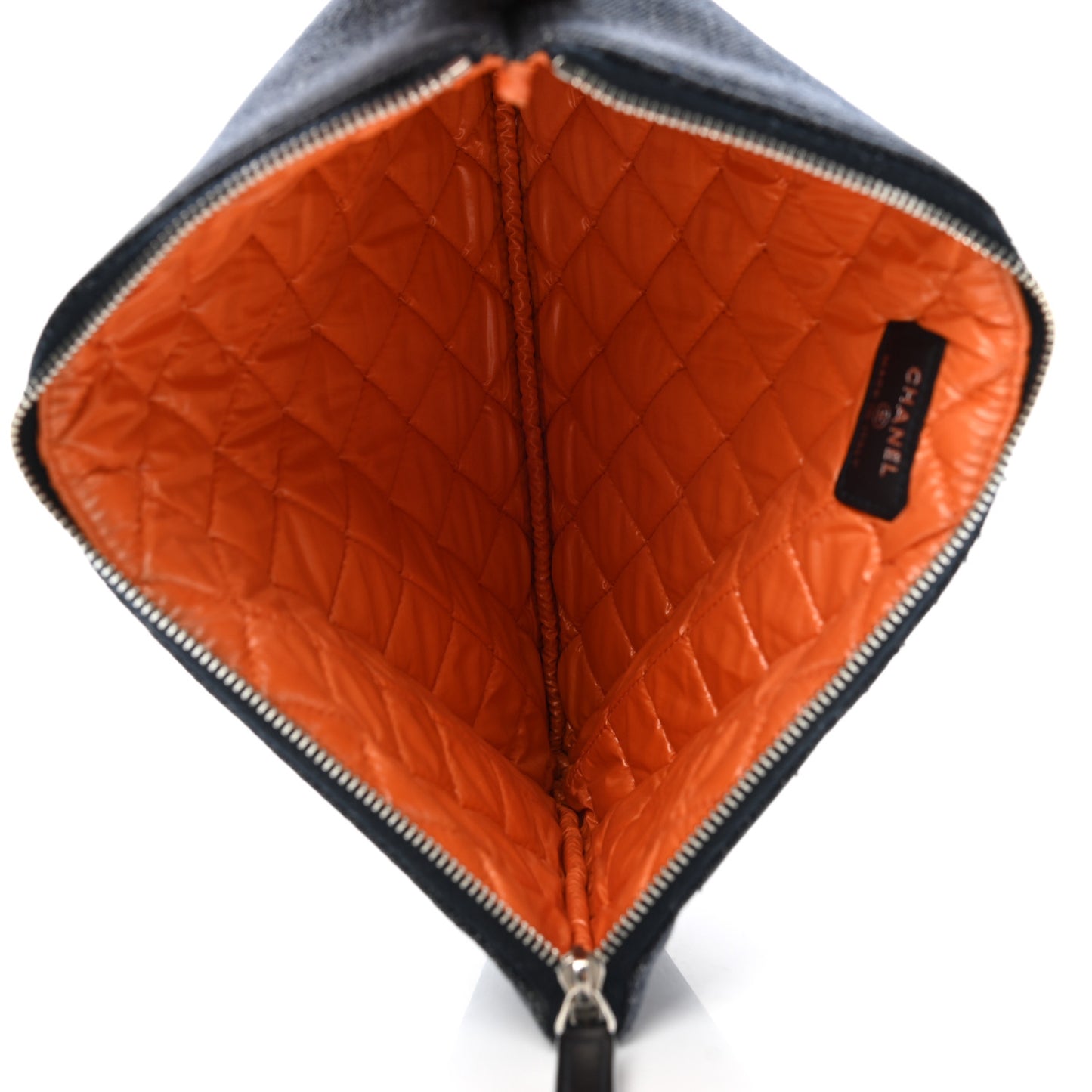 Denim Medium Deauville Pouch Clutch Blue Orange