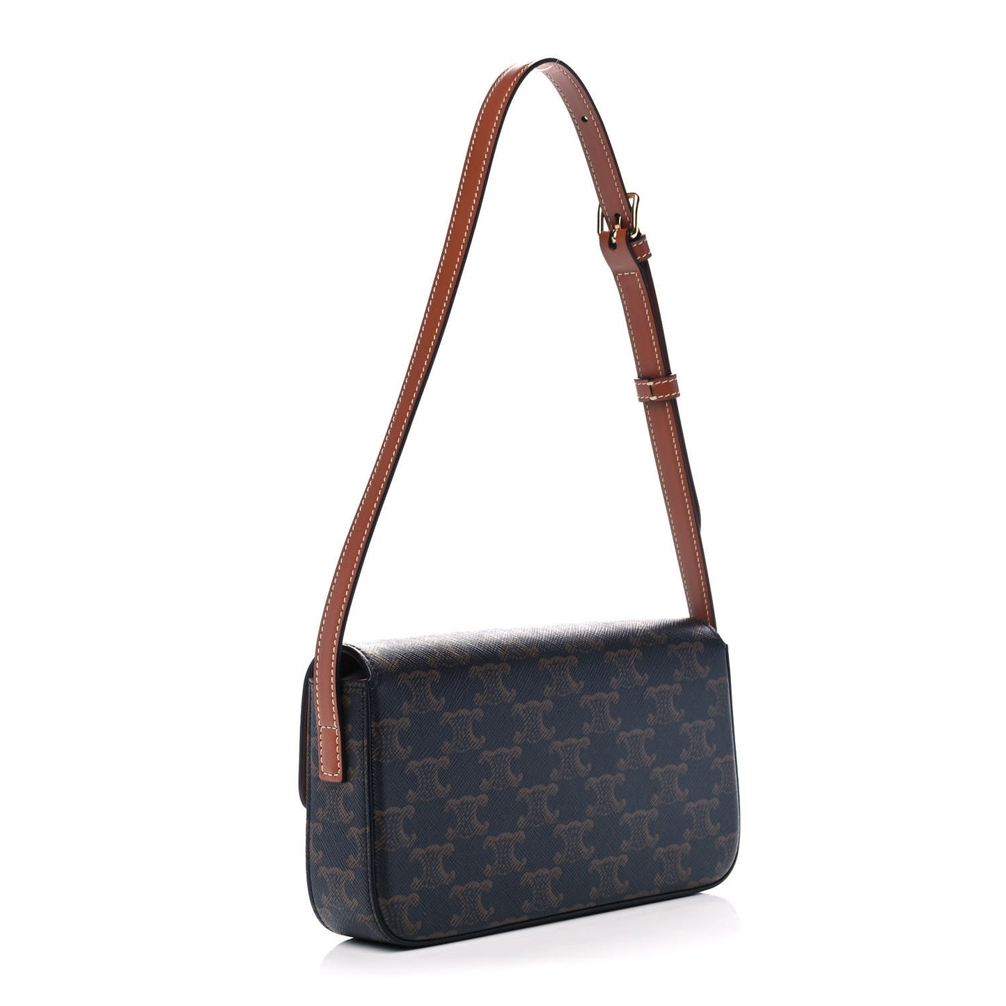 Canvas Calfskin Triomphe Shoulder Bag Tan