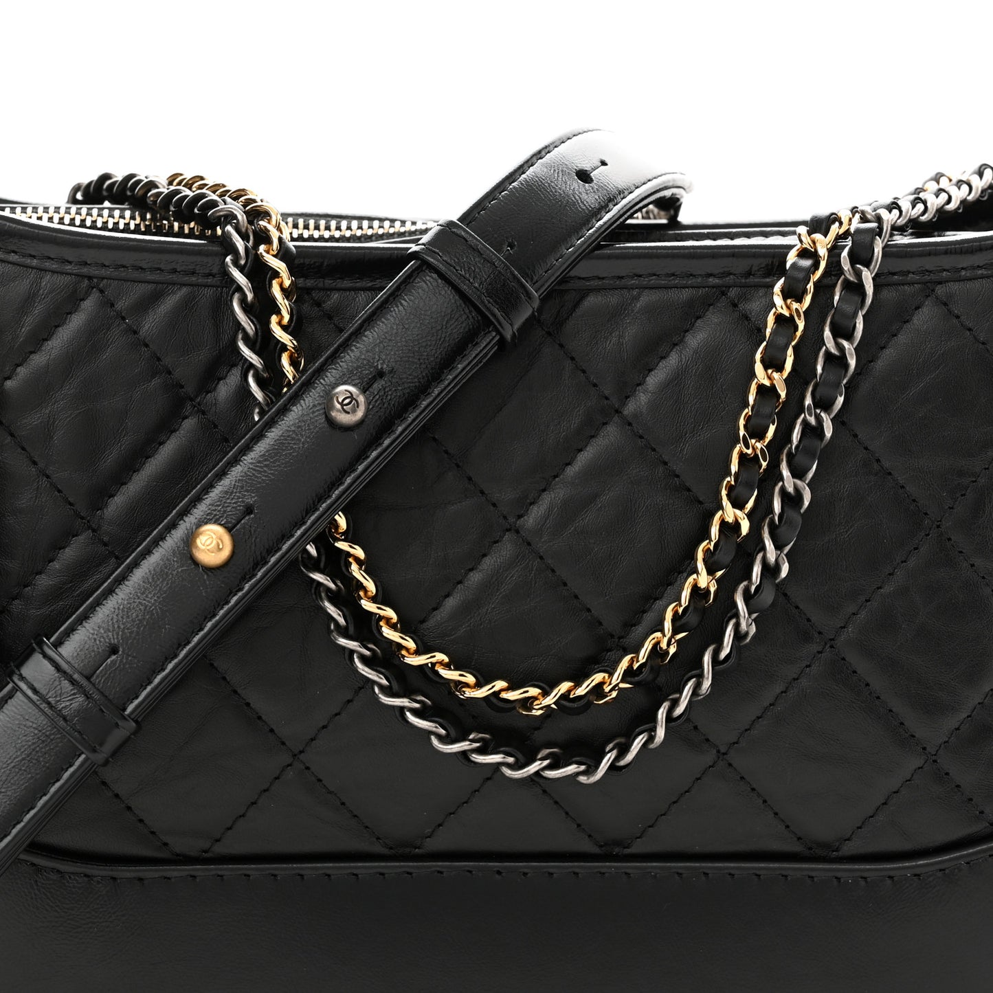 Aged Calfskin Quilted New Medium Gabrielle Hobo Black