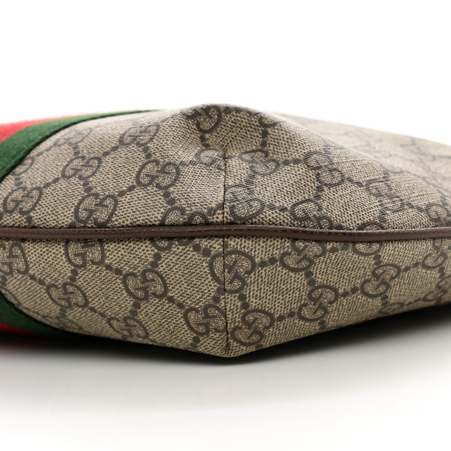 GG Supreme Monogram Web Small Ophidia Half Moon Hobo Brown