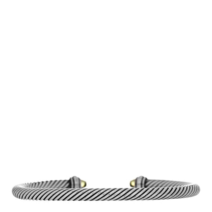 David Yurman Sterling Silver 18K Yellow Gold Peridot 4mm Cable Classics Bracelet 2 of 3