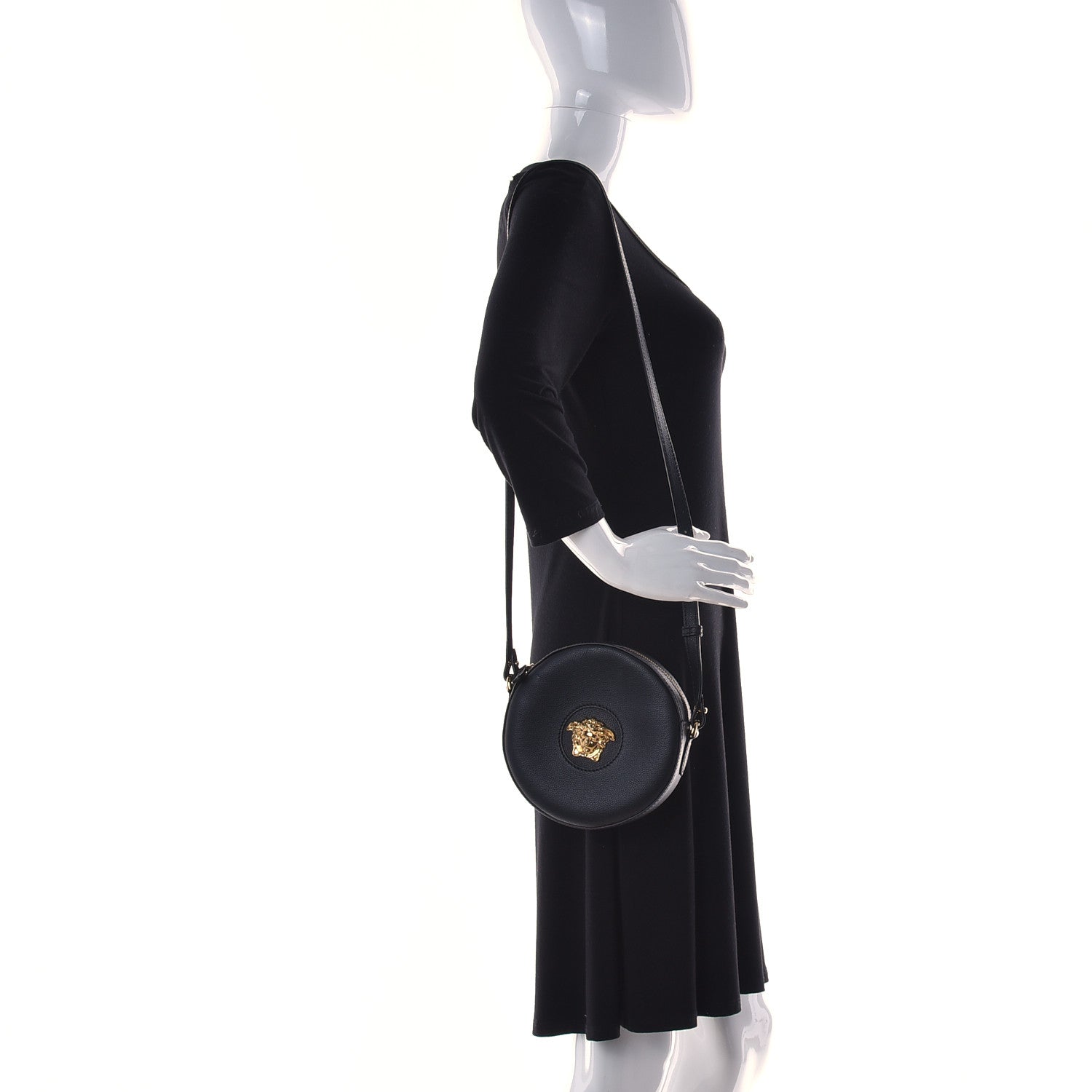 Versace Calfskin La Medusa Round Camera Bag Black 2 of 9
