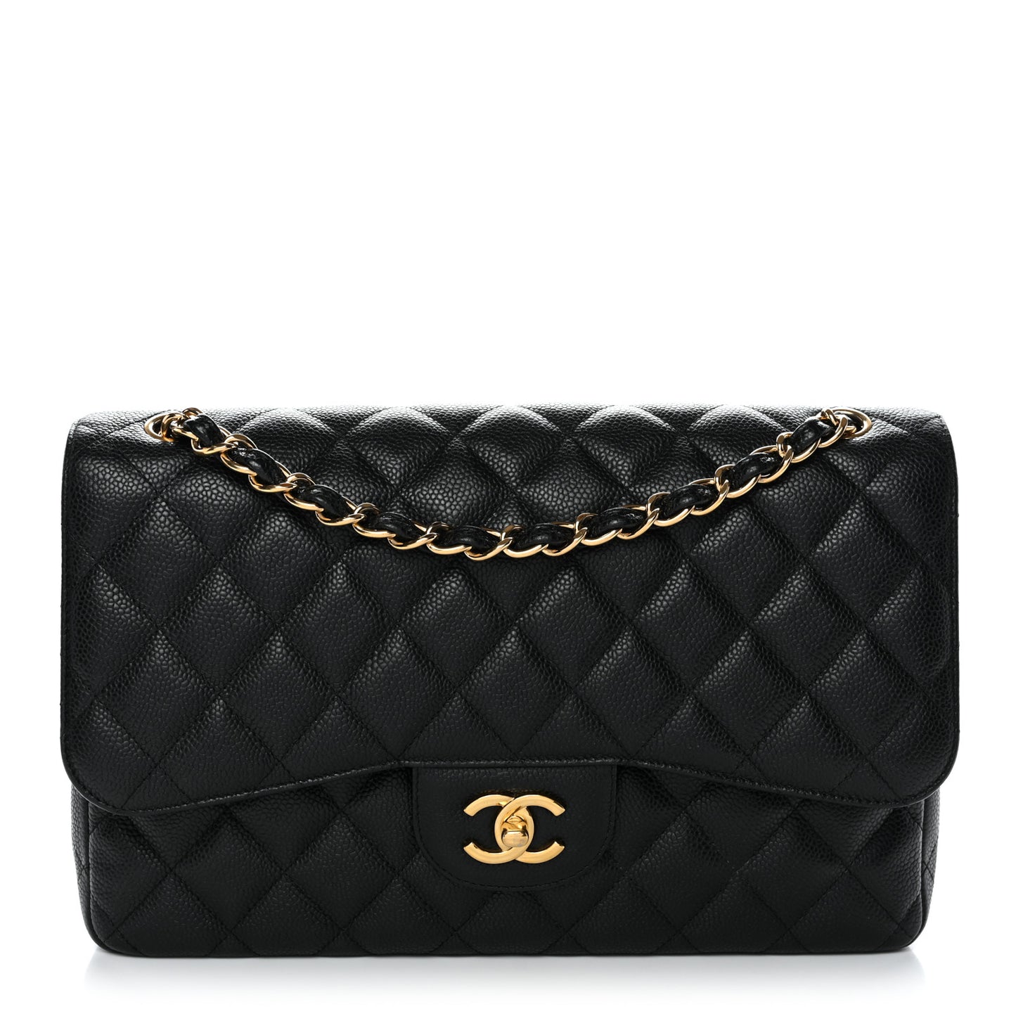 Caviar Quilted Jumbo Double Flap Black