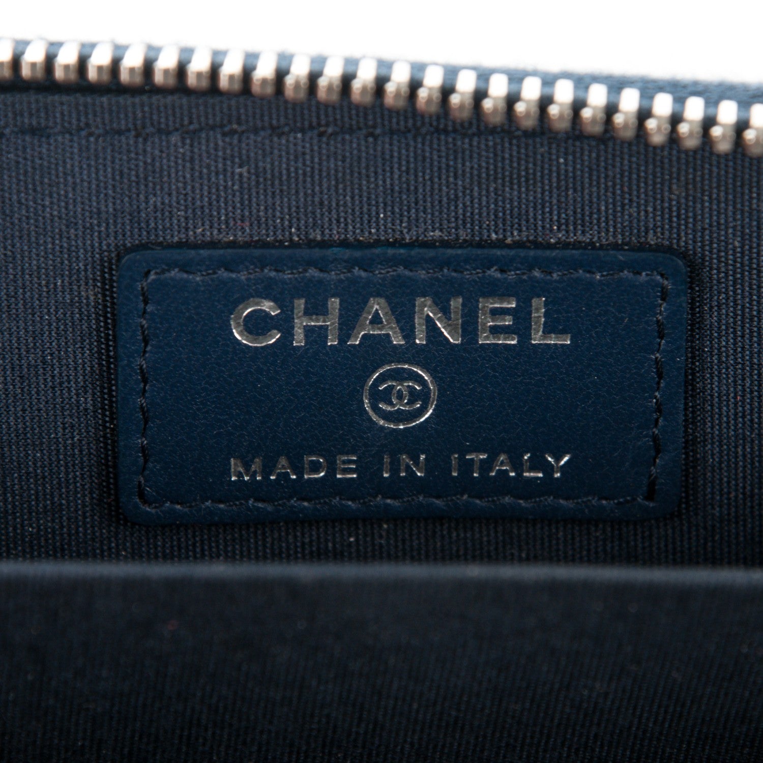 Chanel Lambskin Chevron Zip Around Coin Purse Wallet Blue 6 of 7