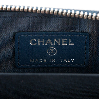 Chanel Lambskin Chevron Zip Around Coin Purse Wallet Blue 6 of 7