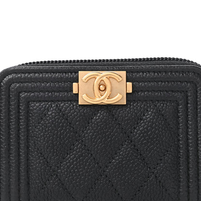 Chanel Caviar Quilted Boy Zip Around Coin Purse Wallet Black 10 of 11