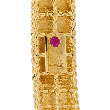 Roberto Coin 18K Yellow Gold Diamond Princess Satin Fleur De Lis Bangle Bracelet 4 of 5