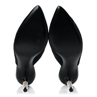 Chanel Suede Patent Calfskin Cap Toe Pearl Mule 35.5 Black 6 of 11