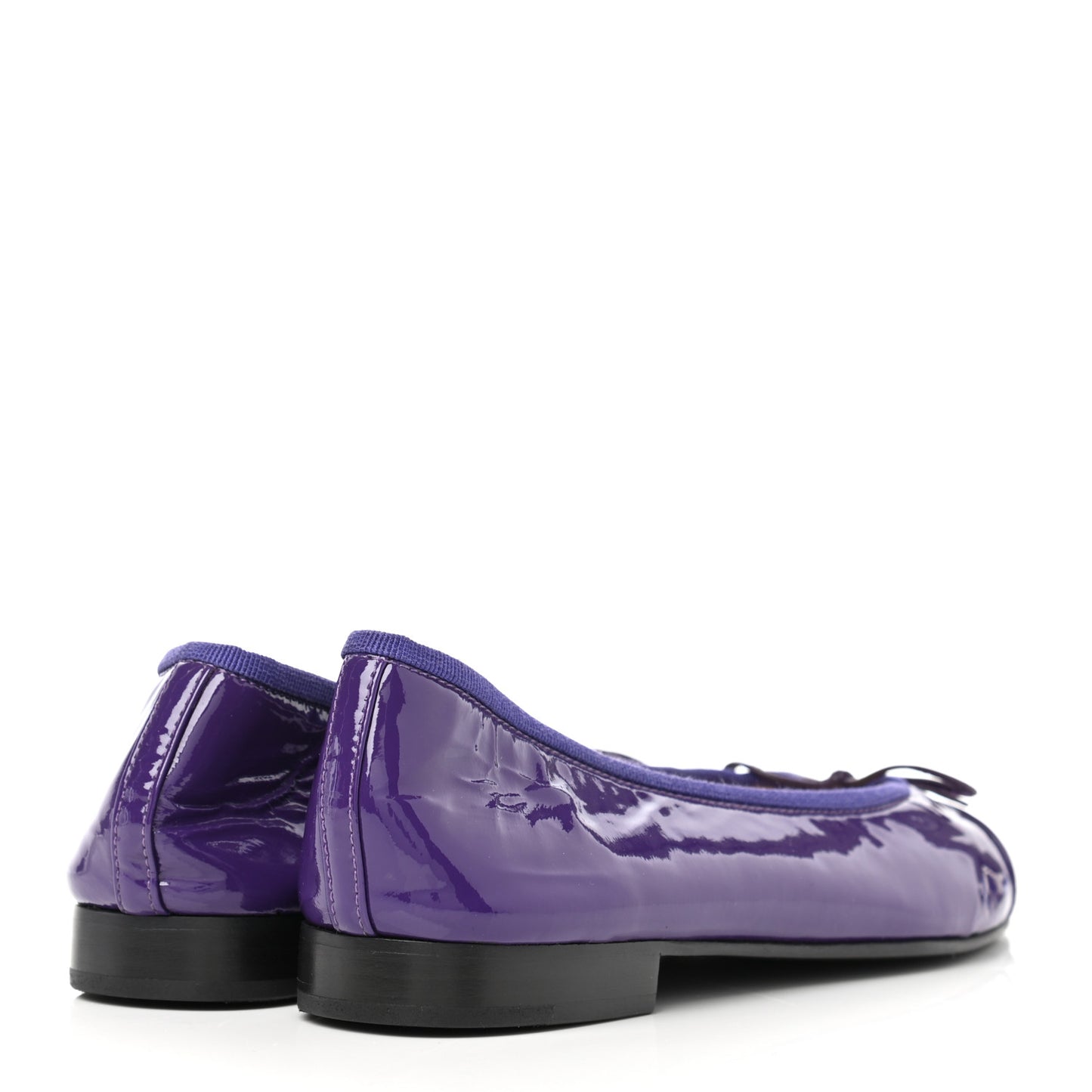 Patent Calfskin CC Cap Toe Ballerina Flats 36.5 Purple