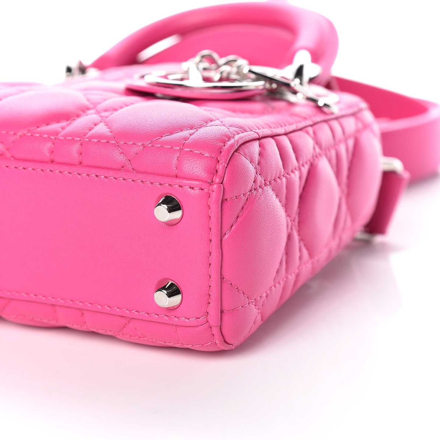Lambskin Cannage Nano Lady Dior Fuchsia