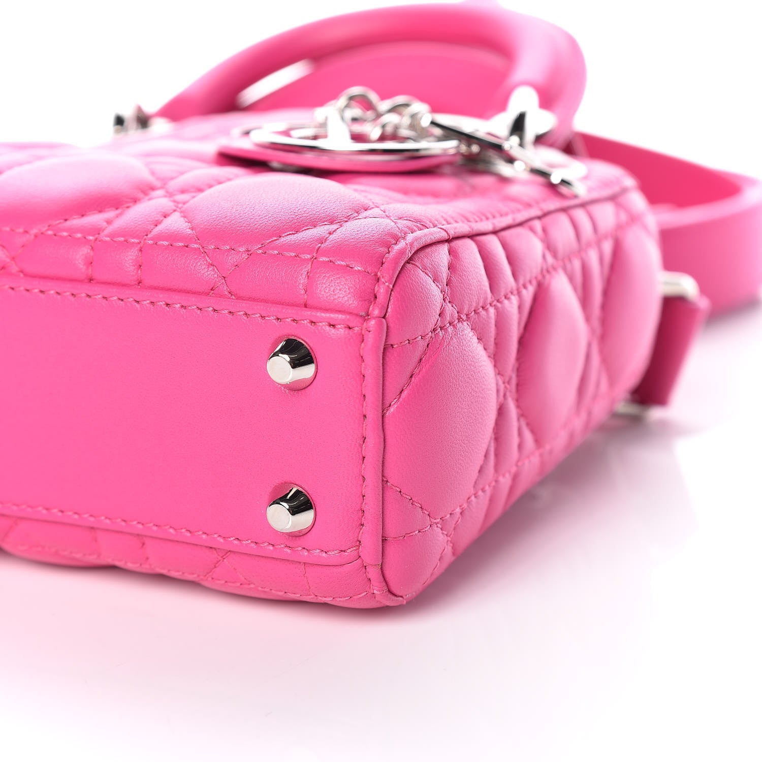 Christian Dior Lambskin Cannage Nano Lady Dior Fuchsia 10 of 11