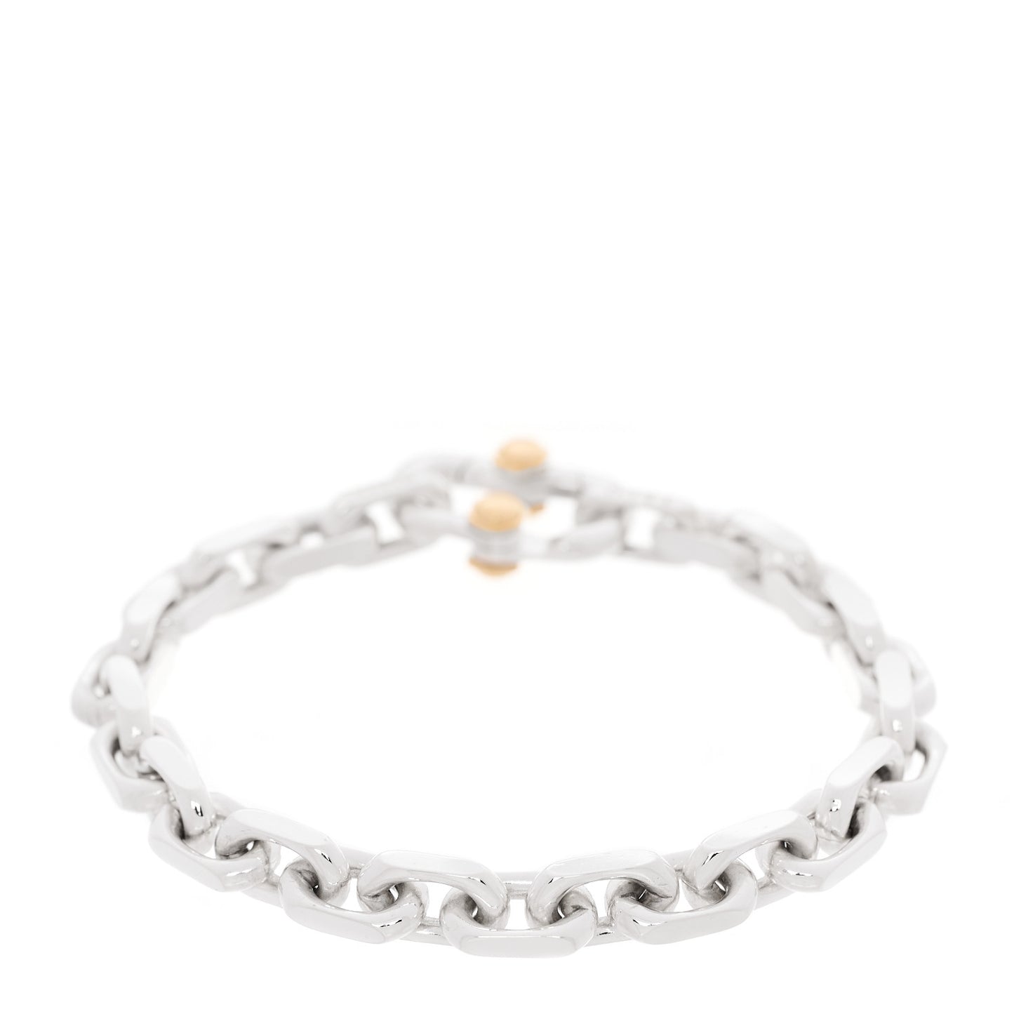 Sterling Silver 18K Yellow Gold Wide Makers Chain Link Bracelet