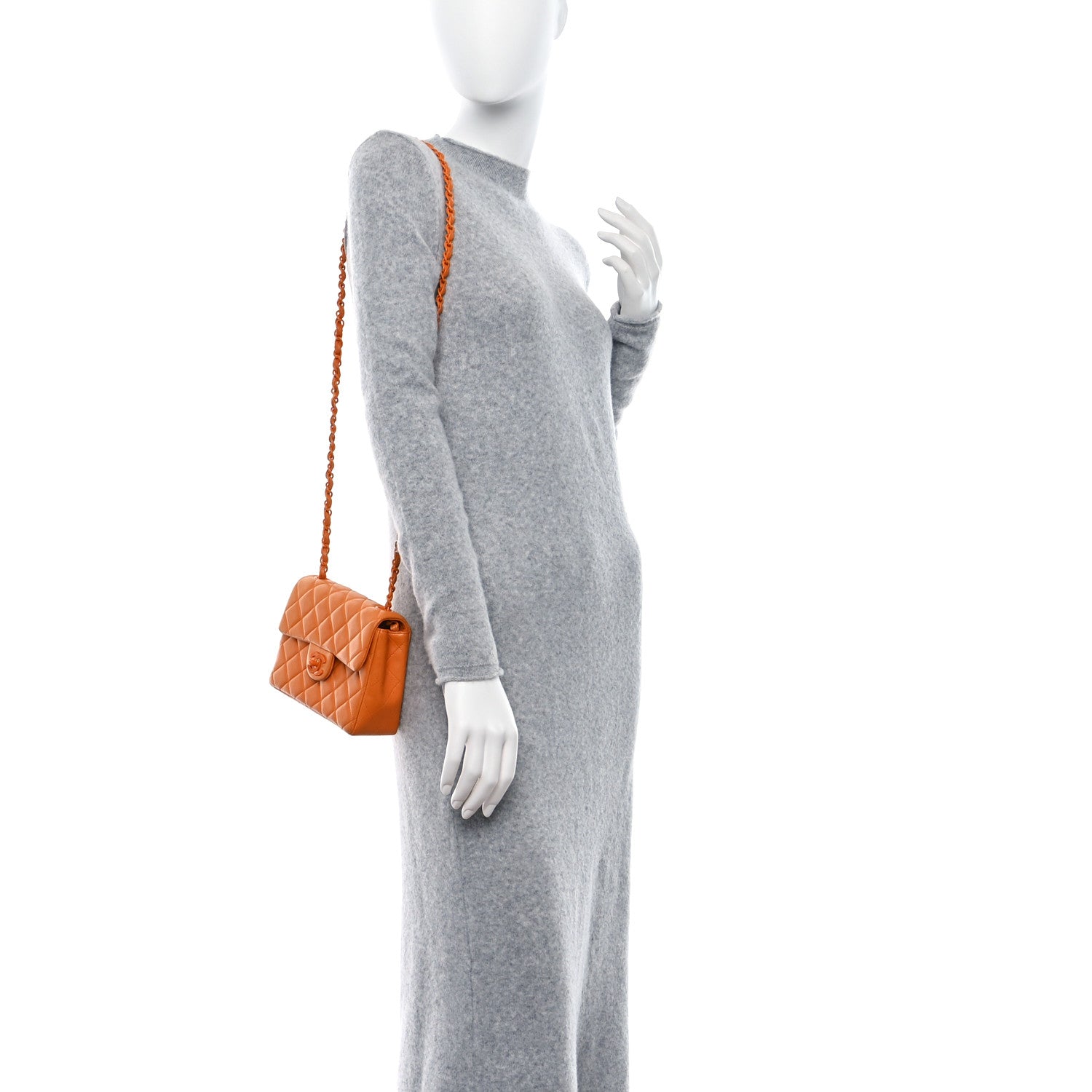 Chanel Lambskin Resin Mini Square Flap Orange 2 of 15