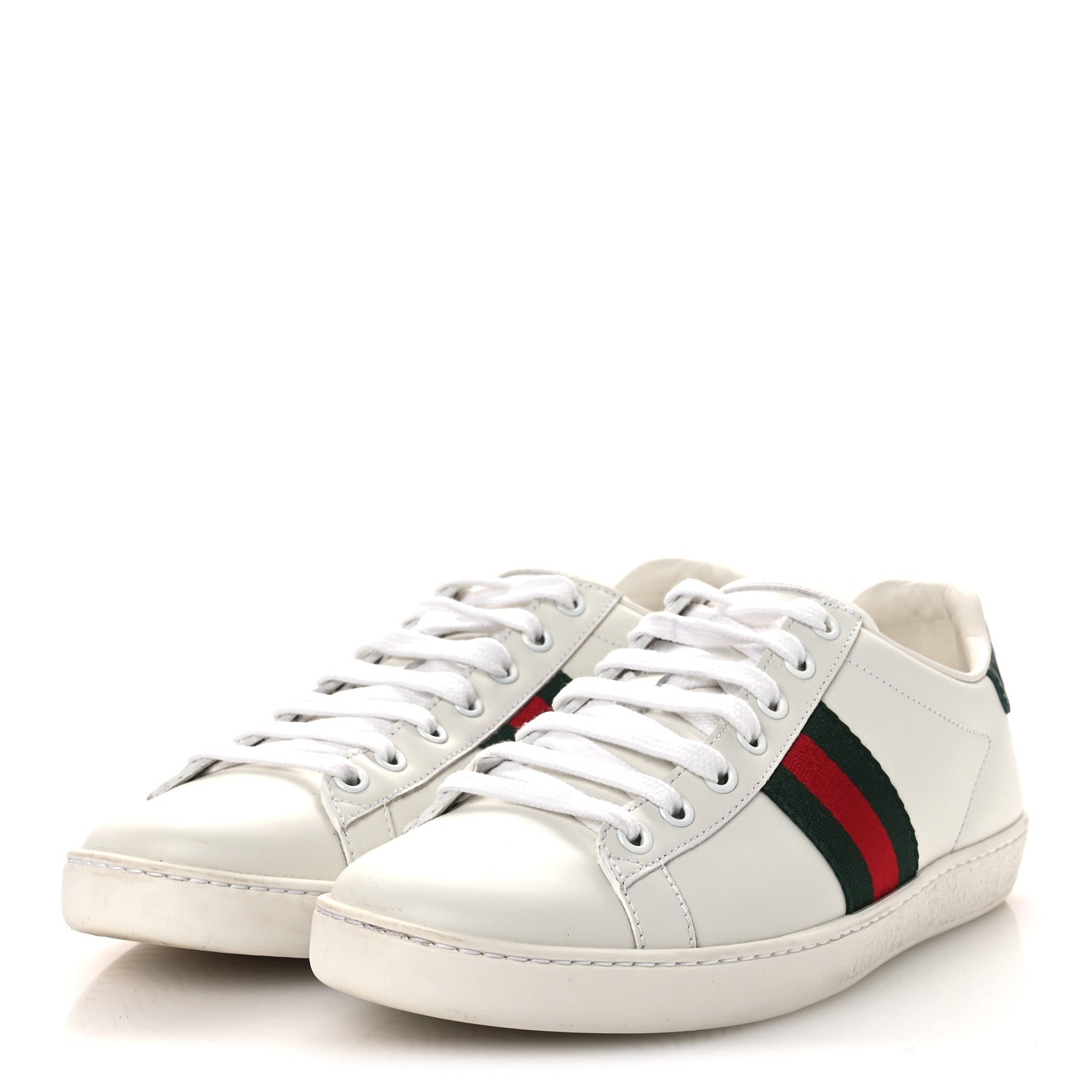 Gucci Calfskin Crocodile Web Womens Ace Sneakers 39 White Green 4 of 13