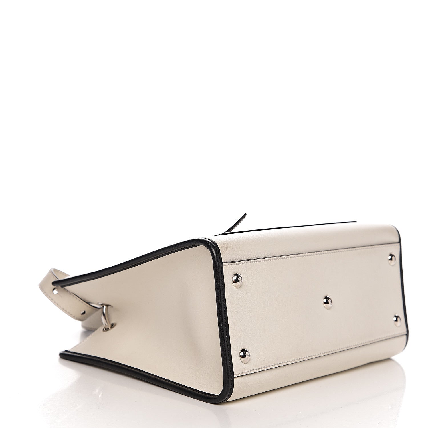 Fendi Vitello Century Opaco F is Fendi Bi-Color Small Runaway Satchel White Ice Black 3 of 12