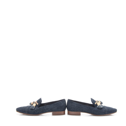 Louis Vuitton Denim Tassel Loafers 38.5 Navy 5 of 12