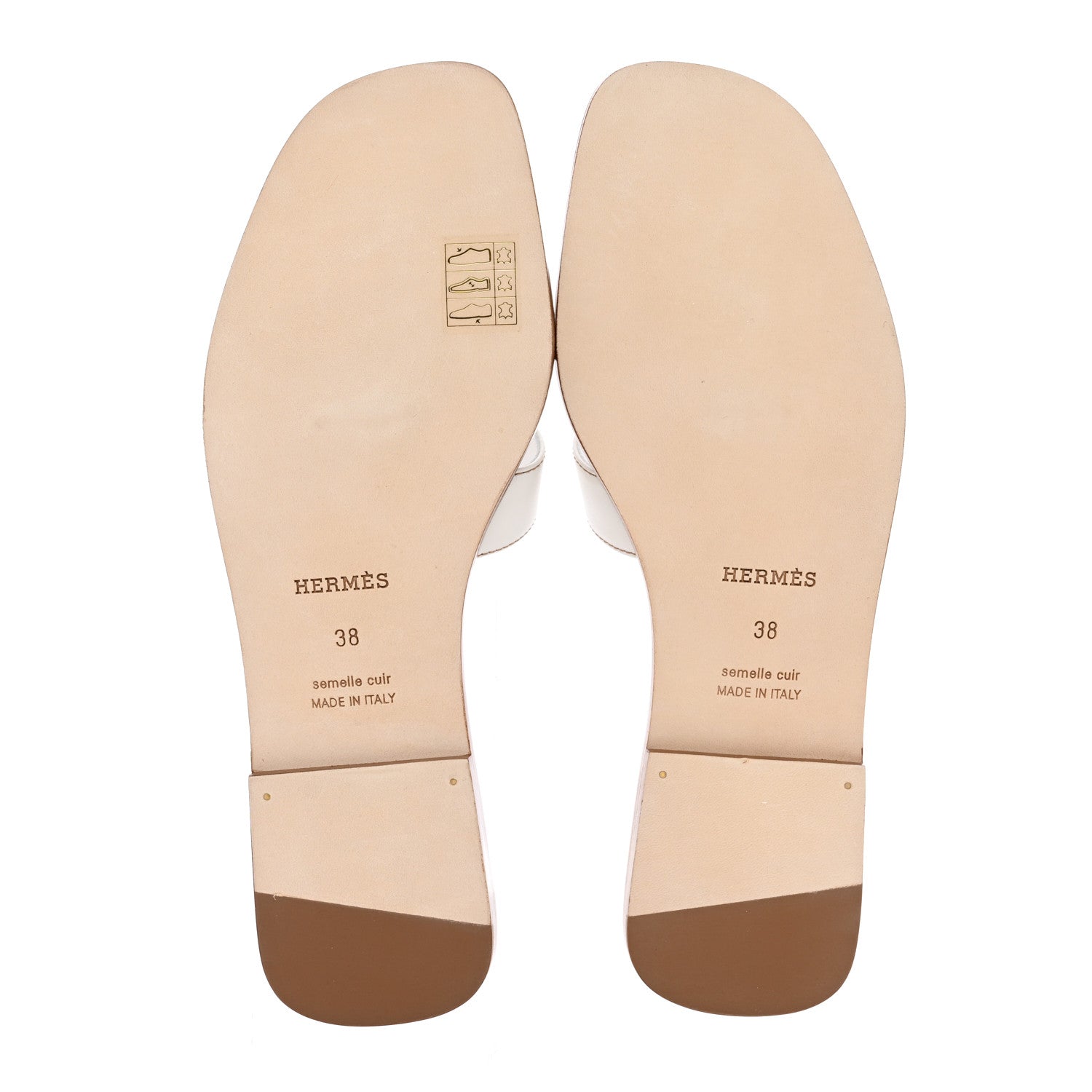 Hermes Box Calfskin Oran Sandals 38 White 5 of 9