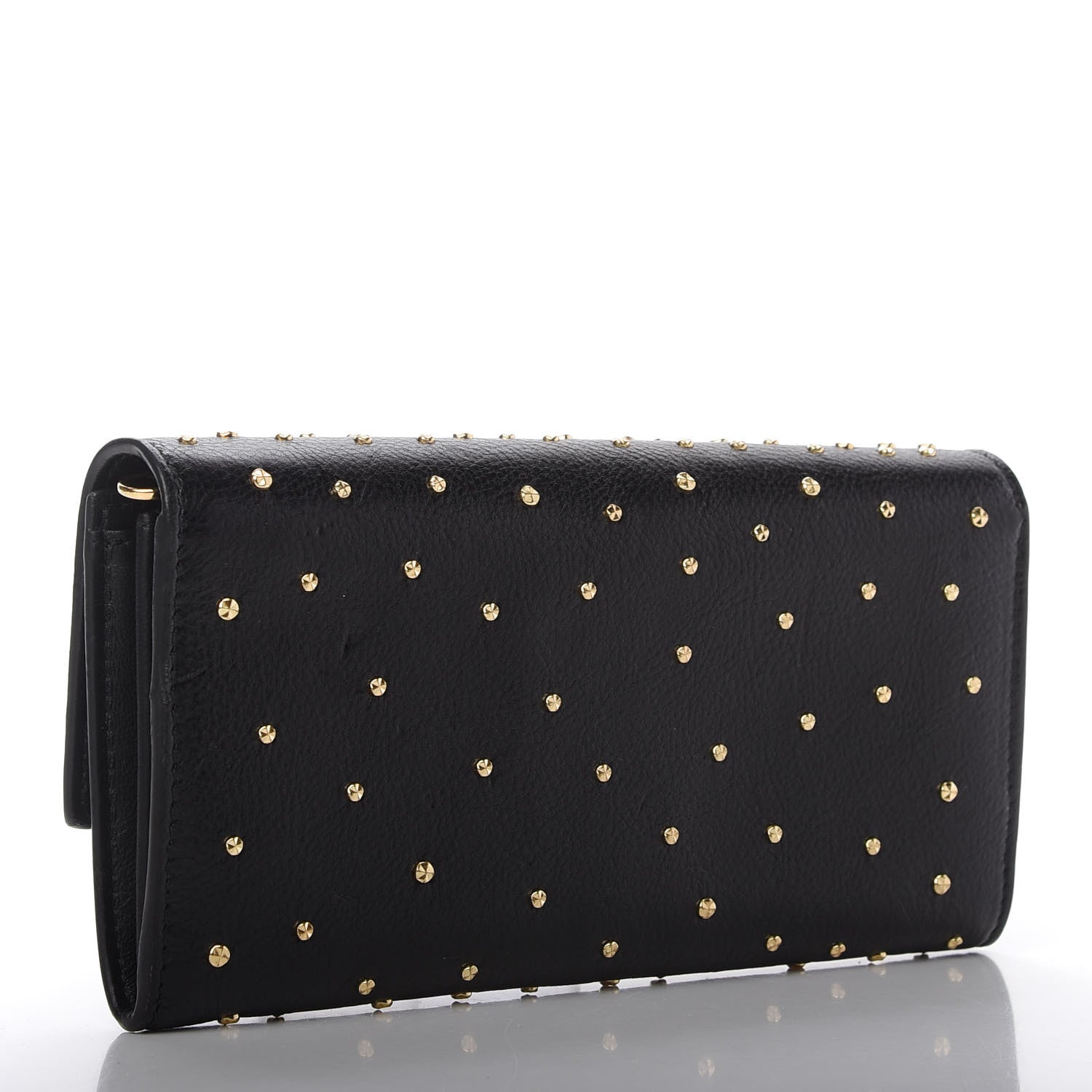 Alexander McQueen Calfskin Studded Skull Wallet on Chain Black 3 of 7