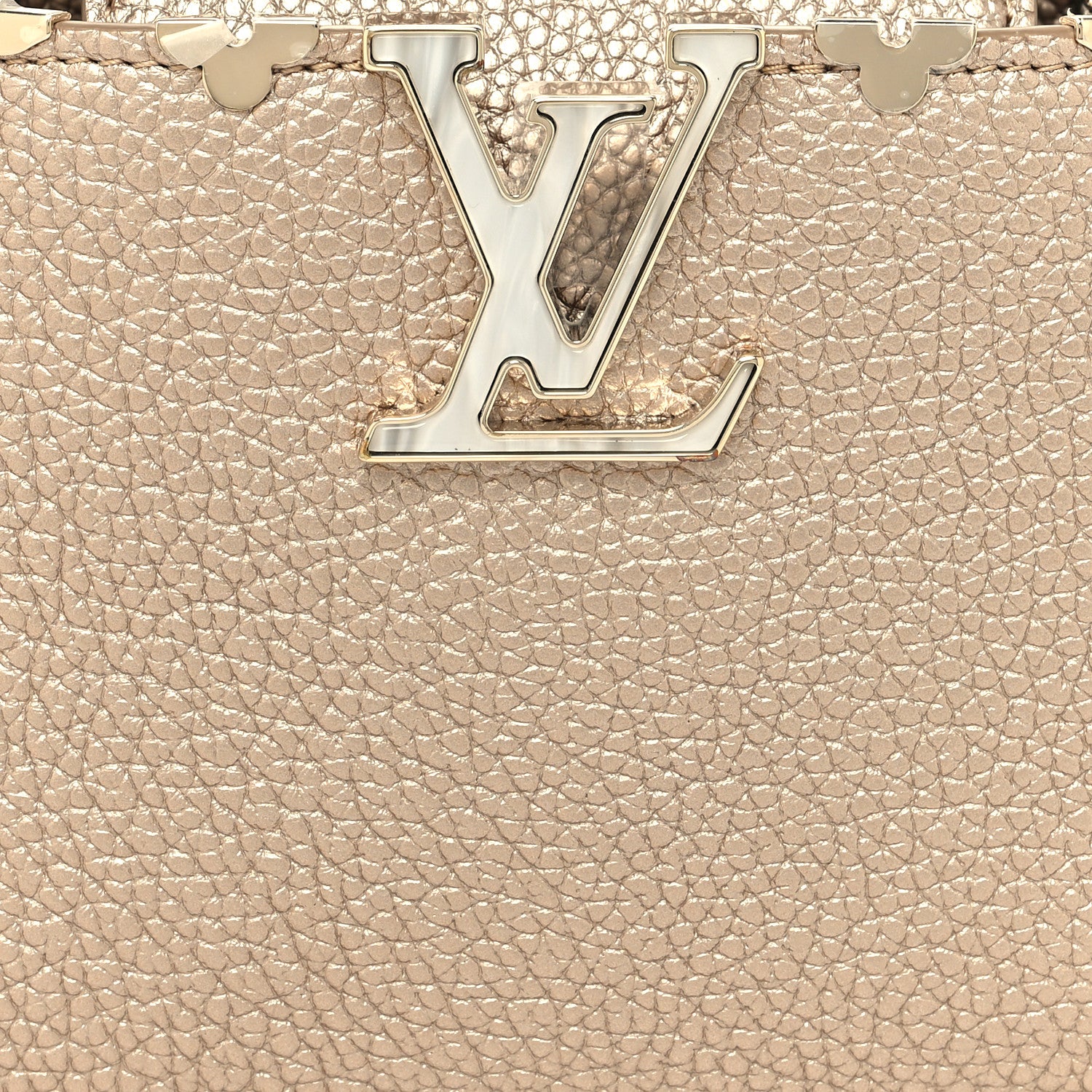 Louis Vuitton Metallic Taurillon Embellished Flower Crown Mini Capucines Gold 7 of 10